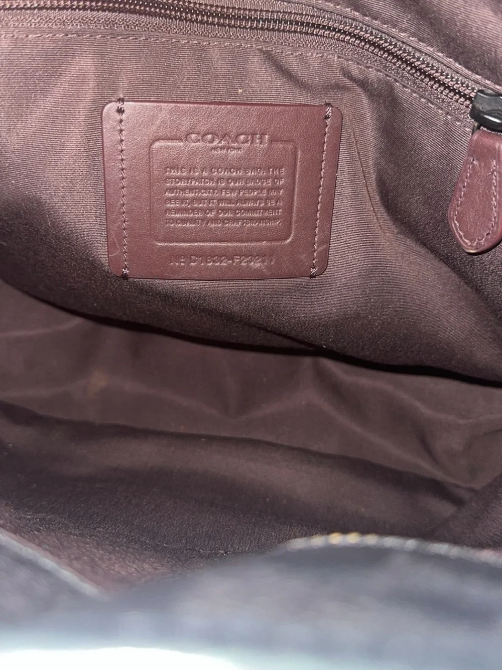 Coach Black Signature work Tote with Brown Trim